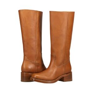Frye Tall Leather Riding Boots in Cognac Brown